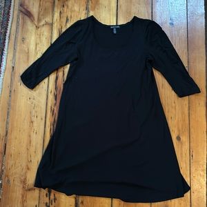 Eileen Fisher size XXS black tunic top or dress. Minimalist, cotton, classic